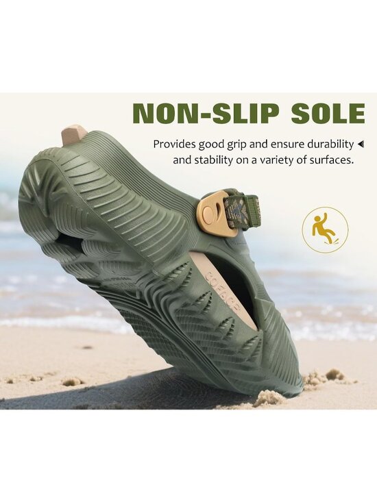 Men\'s Green Beige Recovery Clogs Comfortable Orthopedic Mules Thick Sandal Shoes